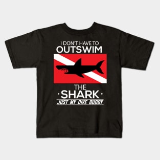 Out Swim My Dive Buddy Funny Shark Scuba Diving Kids T-Shirt